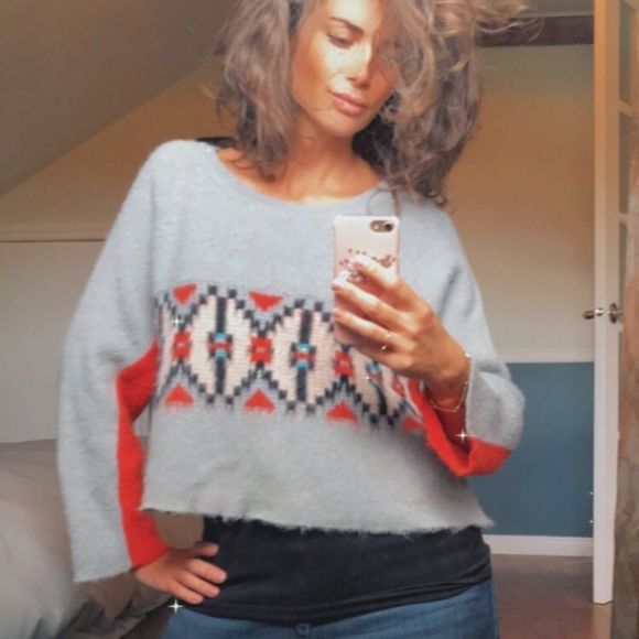 MaxMara Gray and Red Patterned Sweater - Picture 2 of 10